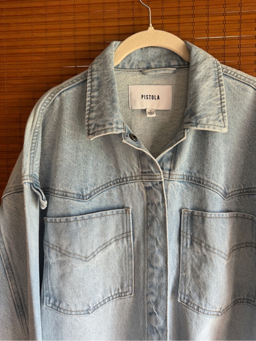 Pistola Mandy Radiant Light Wash Denim Oversized Jacket Sz Small Women’s Revolve - Picture 5 of 7